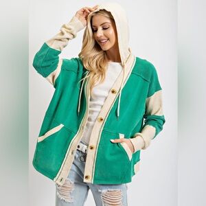 NEW Easel Button Down Terry Knit Cardigan Small